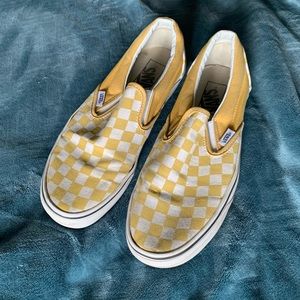 Yellow Old Skool checkered Vans